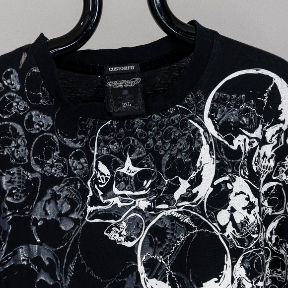 RocaWear 2XL Shirt T-shirt Black with Skulls Hip Hop - Picture 3 of 5